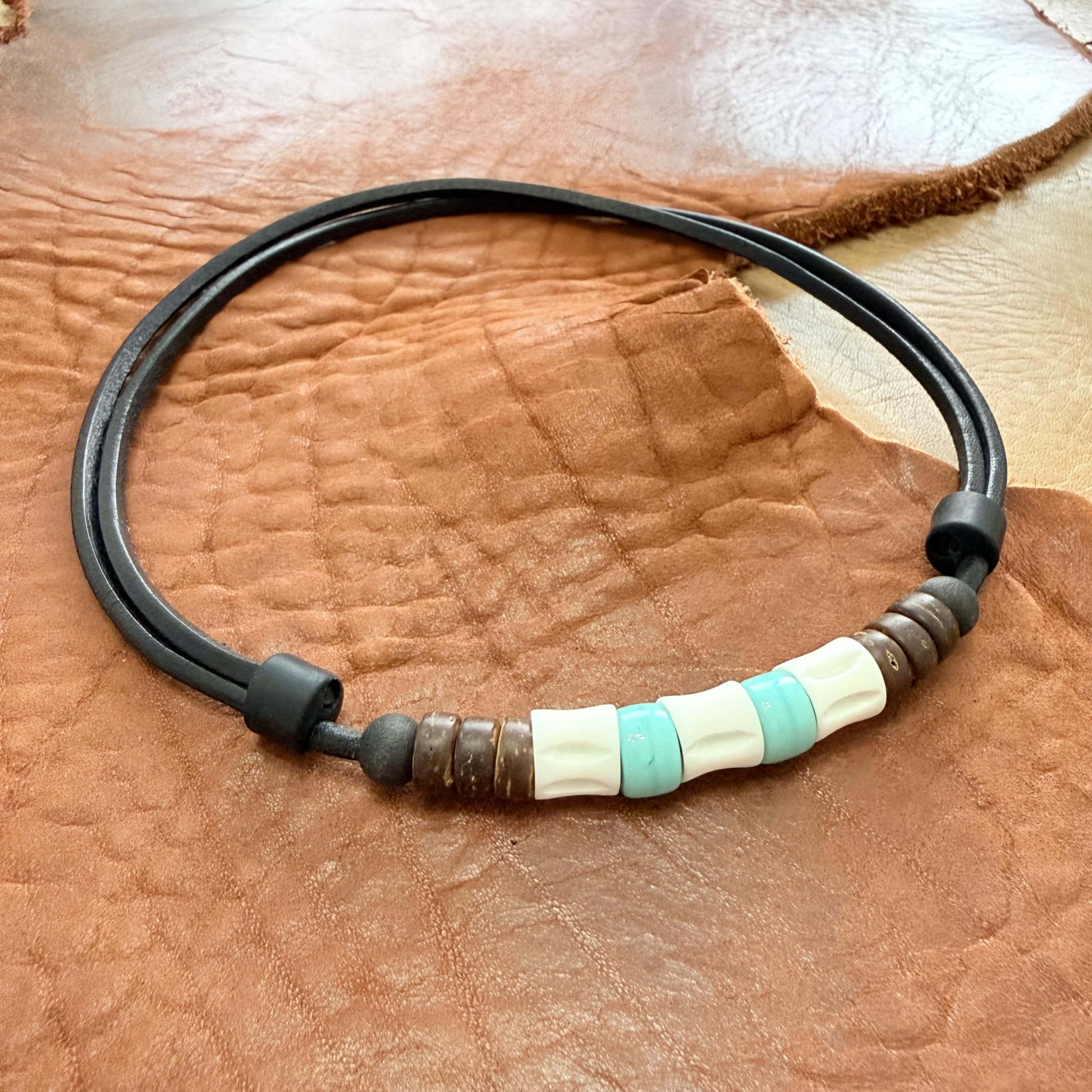 HANA LIMA verstellbare Lederkette Herren Damen Halskette Surferhalskette Lederhalskette Surferkette Made in Germany