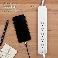 Vista 3 de GE 62688 Protector de sobretensión, cable de extensión de 3 pies, 840 julios, enchufe plano, certificación UL, blanco