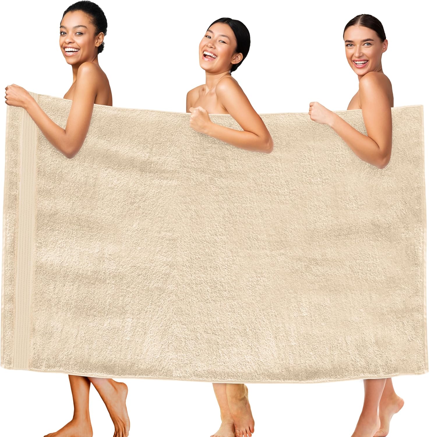 Elegant Comfort Premium Super Soft Highly Absorbent 1 Piece Oversized Bath Sheet - 40" x 80" inch, Luxurious Hotel Spa Quality 100% Turkish Cotton Extra Large Bath Towels for Adults, Ivory