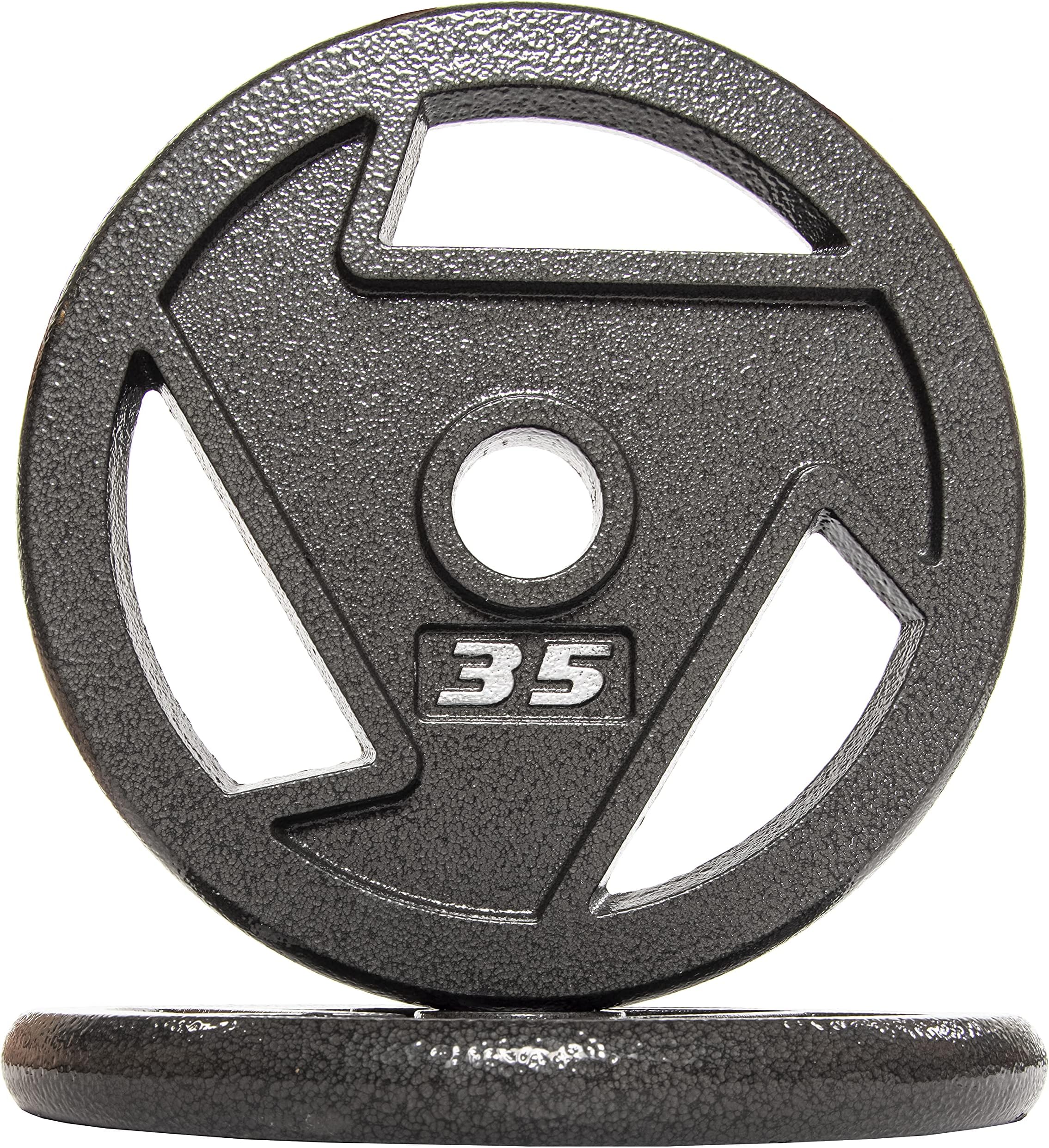 Signature Fitness Olympic 2-Inch Cast Iron Plate Weight Plate for Strength Training and Weightlifting, Multiple Sizes