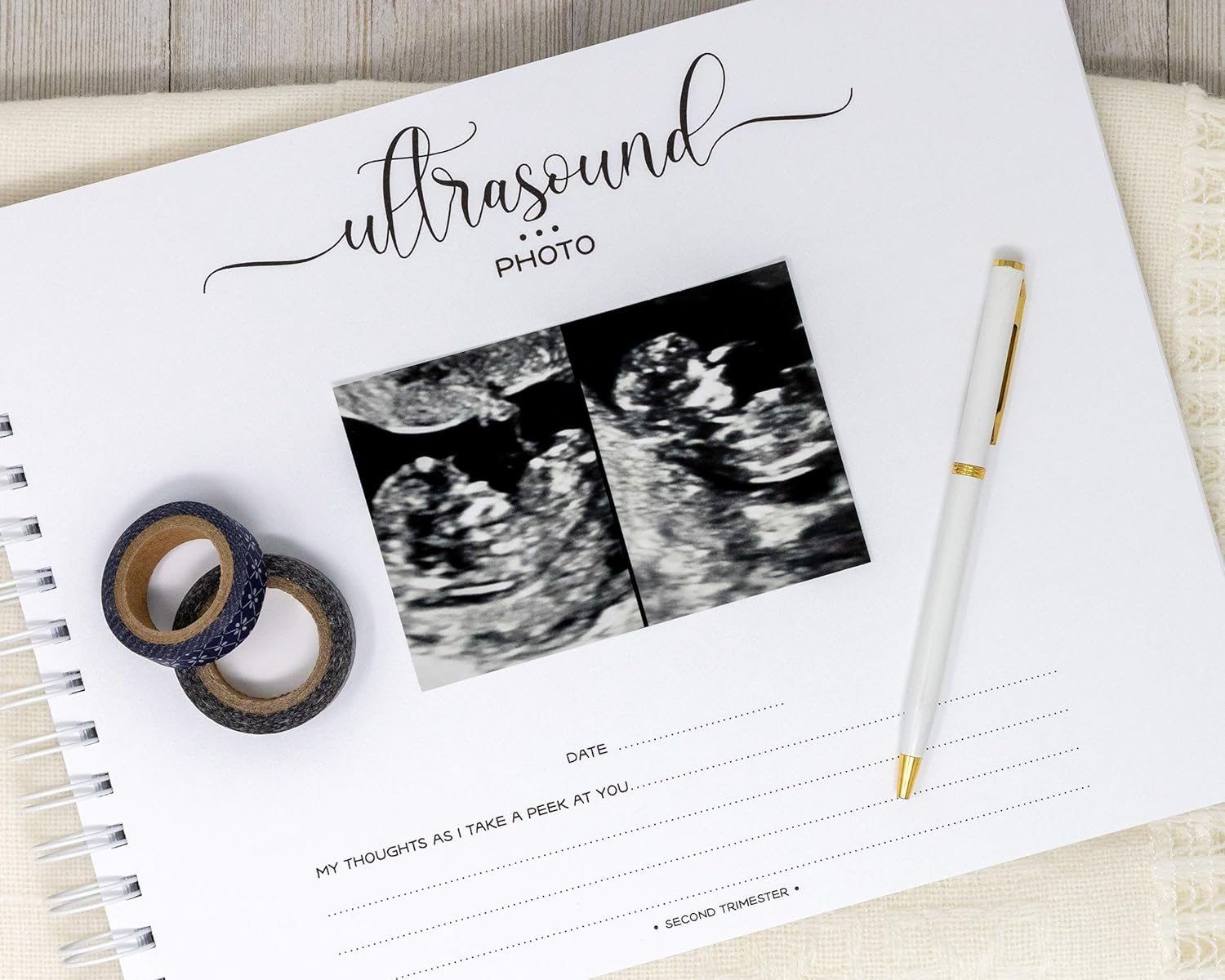 Personalized Twin Pregnancy Journal (8 Center Designs) - Hardcover Pregnancy Memory Book Customized with Babies’ Names, Nicknames or Phrase - Prompted Journal for New Moms (Ivory Dots)