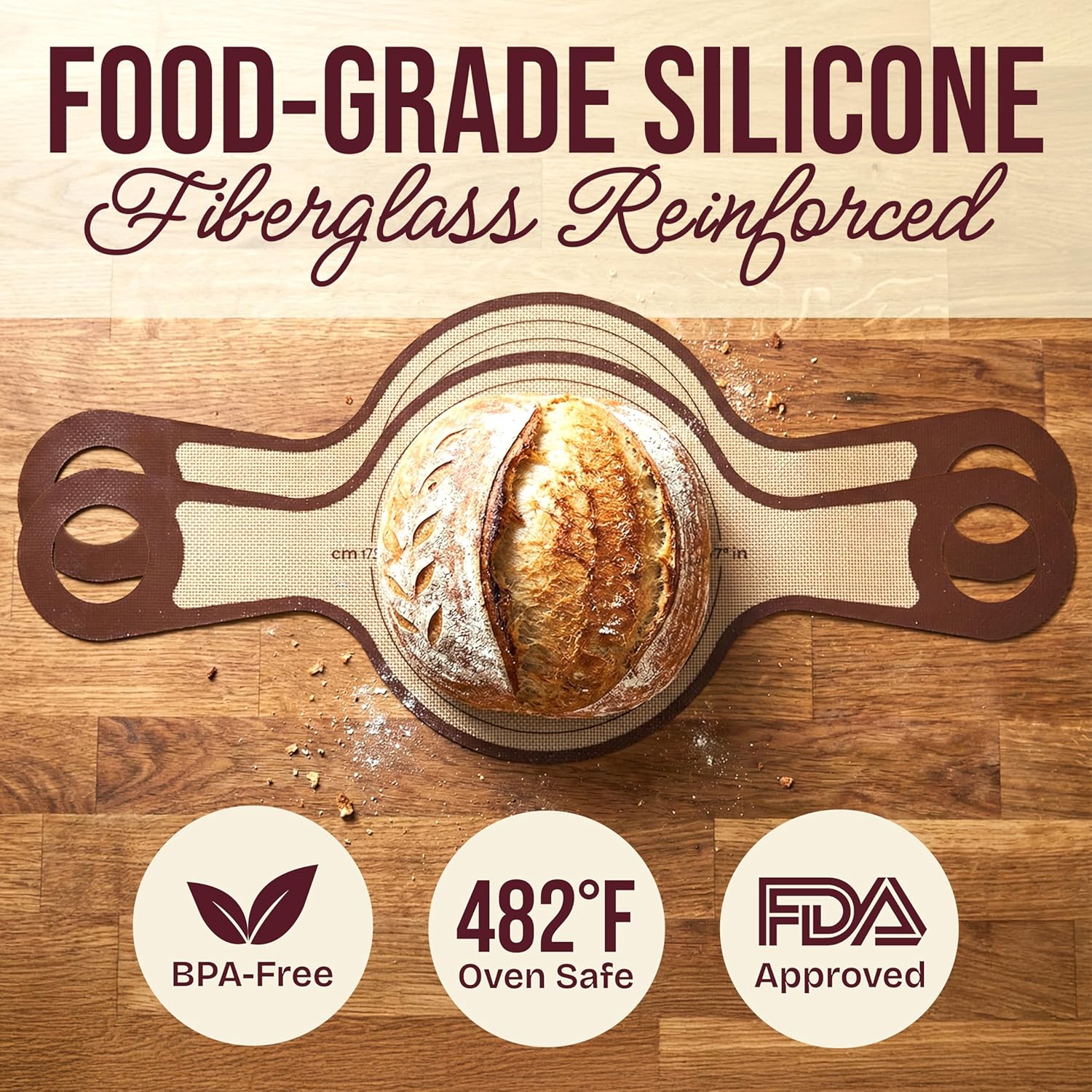 Pro Silicone Bread Sling 2 Pcs - 9in set of 2 Round 482F Heat Resistant Dough Lifter, Non-Stick Dutch Oven Liners, Long Handles, Reusable Sourdough Bread Baking Supplies, Sourdough Gifts - Image 4