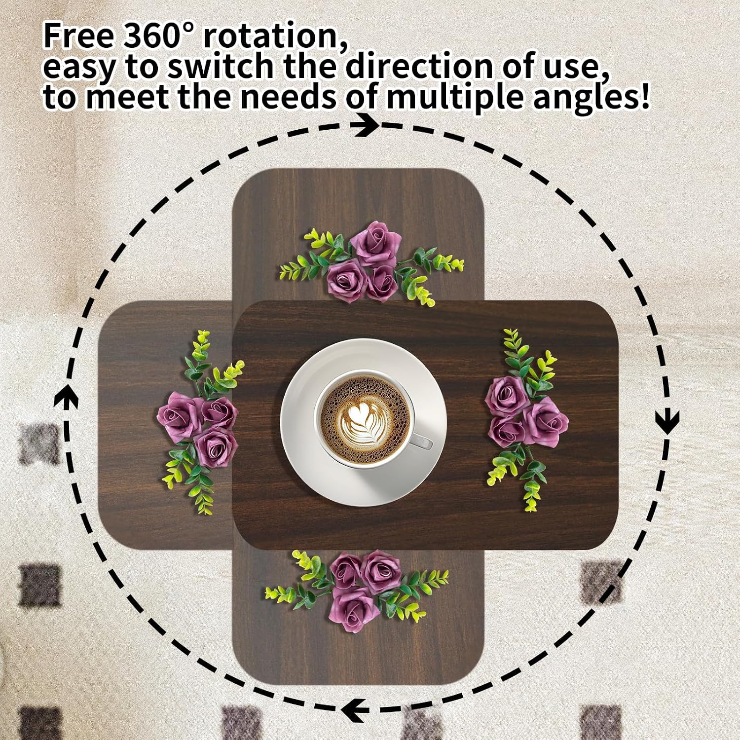 TV Tray Side Table, Adjustable Couch Table and Sofa Table, Overbed Snack Tables Study TV Tray C Shaped End Table Food Snack Trays for Eating Small Spaces(15.7" W x 11.8" D, Walnut)