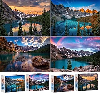 4 Pack 1000 Pieces for Moraine Lake in Banff Canda & Banff National Parks Puzzles, Moraine Lake Jigsaw Puzzles for Adults 1000 Pieces and up, National Parks Puzzle Gifts for Women & Mom