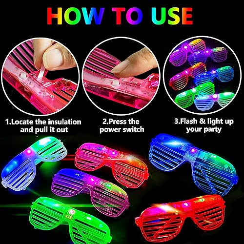 Miniatura 3 de 20 lentes LED para niños y adultos que brillan en la oscuridad, suministros de recuerdo de fiesta, gafas iluminadas, juguetes para conciertos