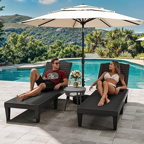 Miniatura 2 de YITAHOME Tumbona para exteriores, tumbona de plástico para piscina con respaldo de 5 posiciones, fácil montaje y resistente al agua para patio y