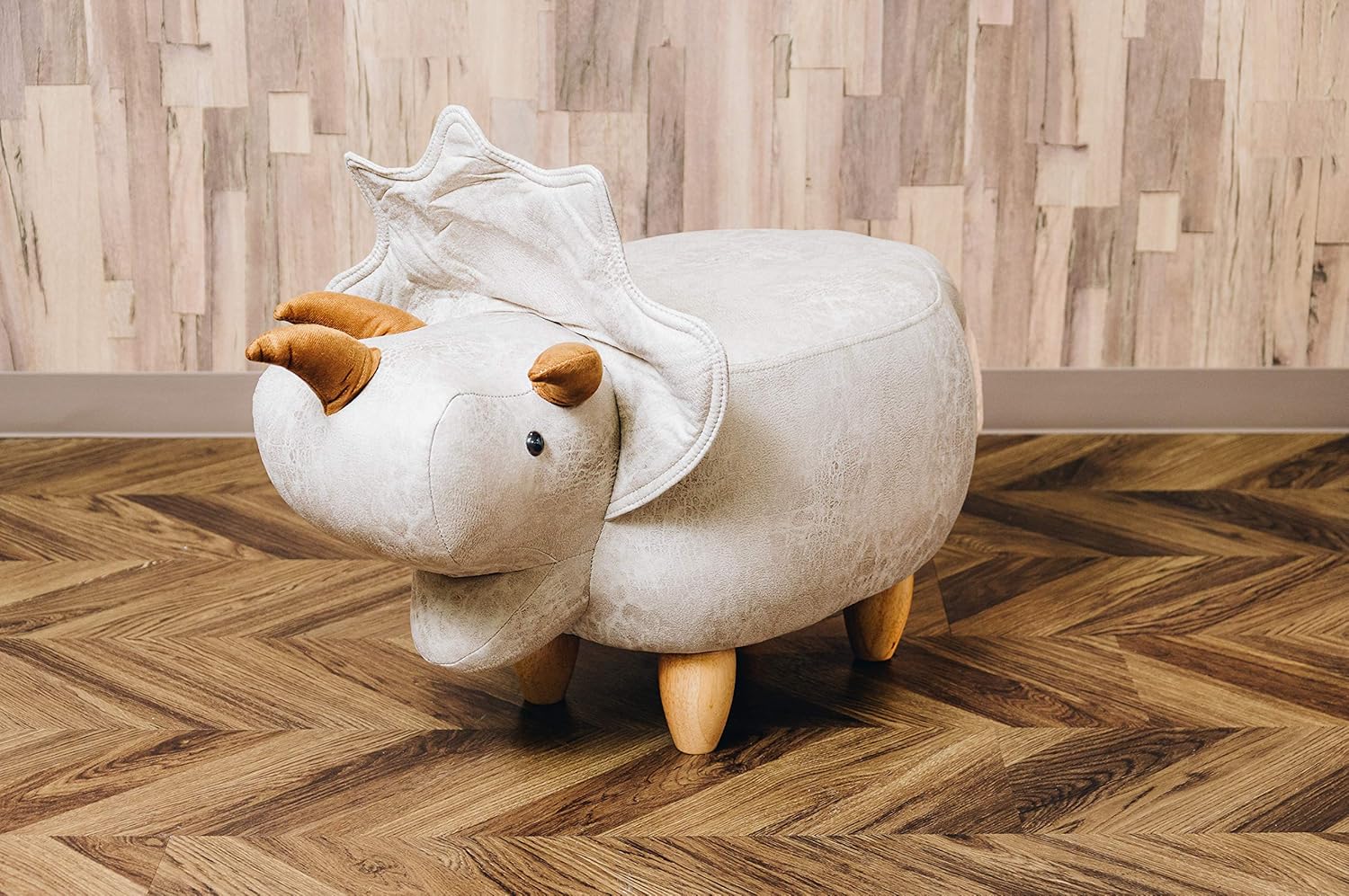 EN FANCE EF-ST09BE Dinosaur Stool, Triceratops, Beige, Size (Approx.): W 39.4 x D 16.9 x H 22.4 inches (100 x 43 x 57 cm), Seat: 14.2 inches (36 cm)