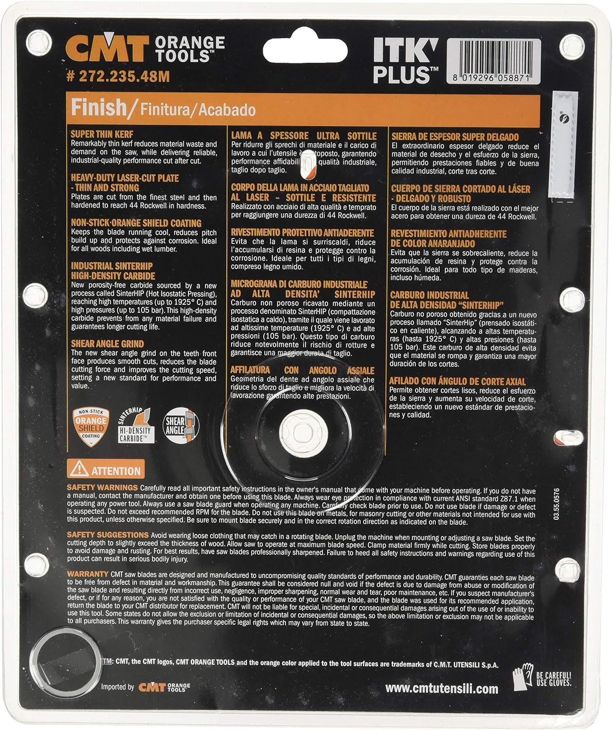 CMT 272.235.48m - Itk Plus Finish Saw Blade Hw 235X2.4X30(+25) Z=48 ATB+Shear, Orange - Image 3