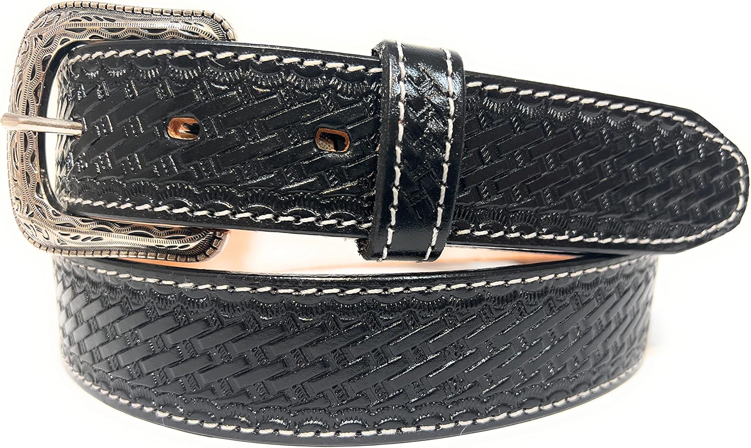 Men's Heavy Duty Genuine Leather Basket Weave Western Casual or Work Belt