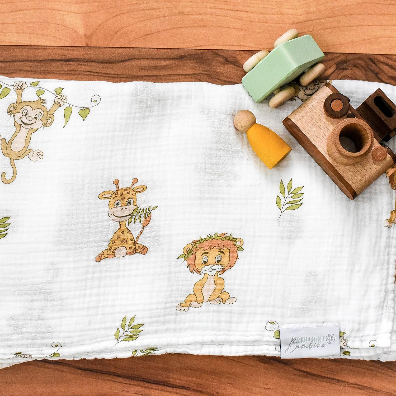 Baby Swaddle Receiving Blanket - 2 Pack | Boho Safari Animals & Sunrise Set | Muslin Cotton Blend | Newborn Essentials | Boys & Girls Baby Stuff | Swaddle Blanket