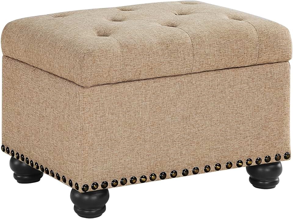 Designs4Comfort 5th Avenue Storage Ottoman 24" - Contemporary Foot Stool and Seat with Hinged Lid for Living Room, Dining Room, Of