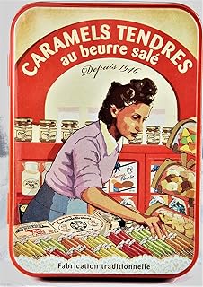 La Maison d'Armorine, Caramels Tendres au Beurre (Sea Salted butter Caramels) in "Yvonne" Tin, 5.3 Oz