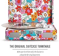 Vista 2 de Crosley CR8005F-GF Cruiser Plus - Tocadiscos de vinilo vintage de 3 velocidades con Bluetooth y maleta con altavoces integrados, diseño floral