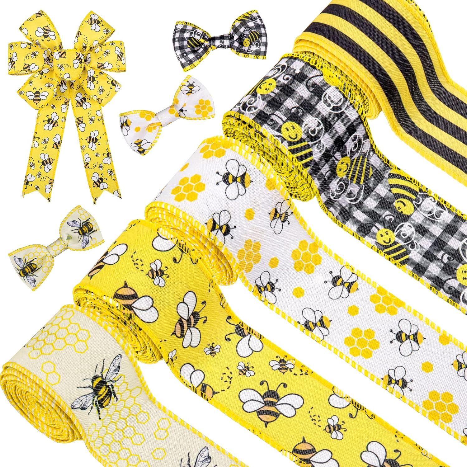 Amazon.com: Whaline Bee Wired Edge Ribbon 30 Yards 2 Inch World Bee Day ...