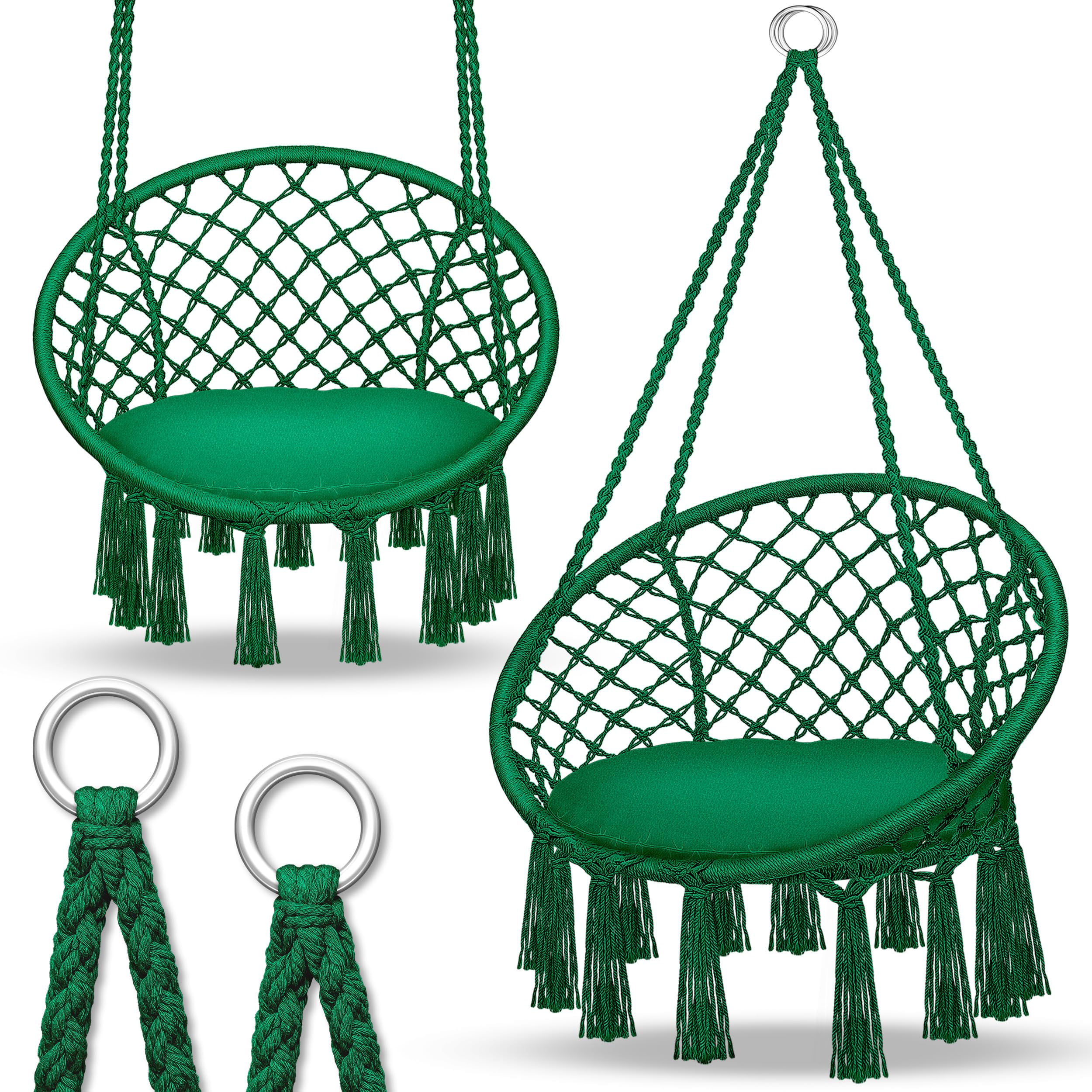 tillvex® Hängesessel bis 200kg zum Aufhängen | Hängestuhl Indoor & Outdoor | Hängekorb wetterfest | Schaukelkorb Nestschaukel mit Kissen | Boho Hängesitz für Garten, Balkon, Terrasse oder Wohnzimmer