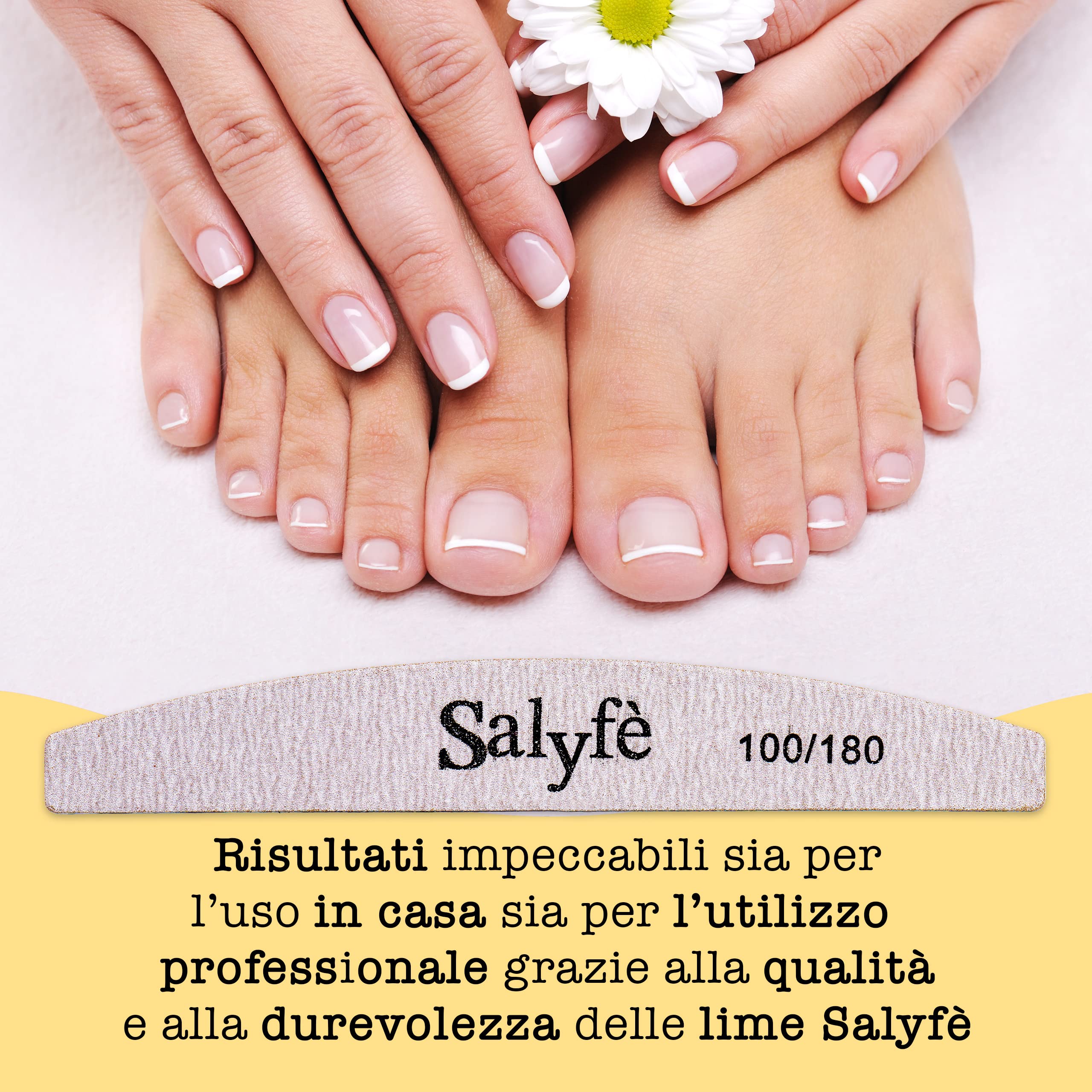 Lime Unghie Salyfè | Lima Unghie Professionale | Lavabile | Mezza Luna | Per Ricostruzione Unghie Nail Art | Grigio