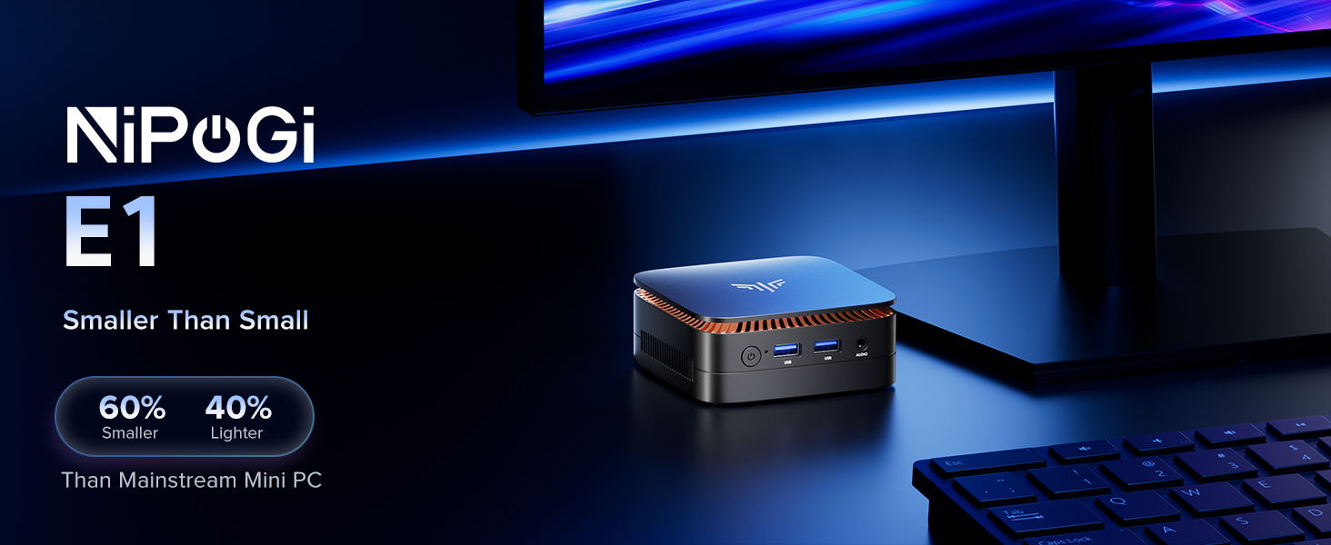 NiPoGi Essenx E1 Mini PC Windows 11 Pro, Ιntel Alder Lake-Ν95