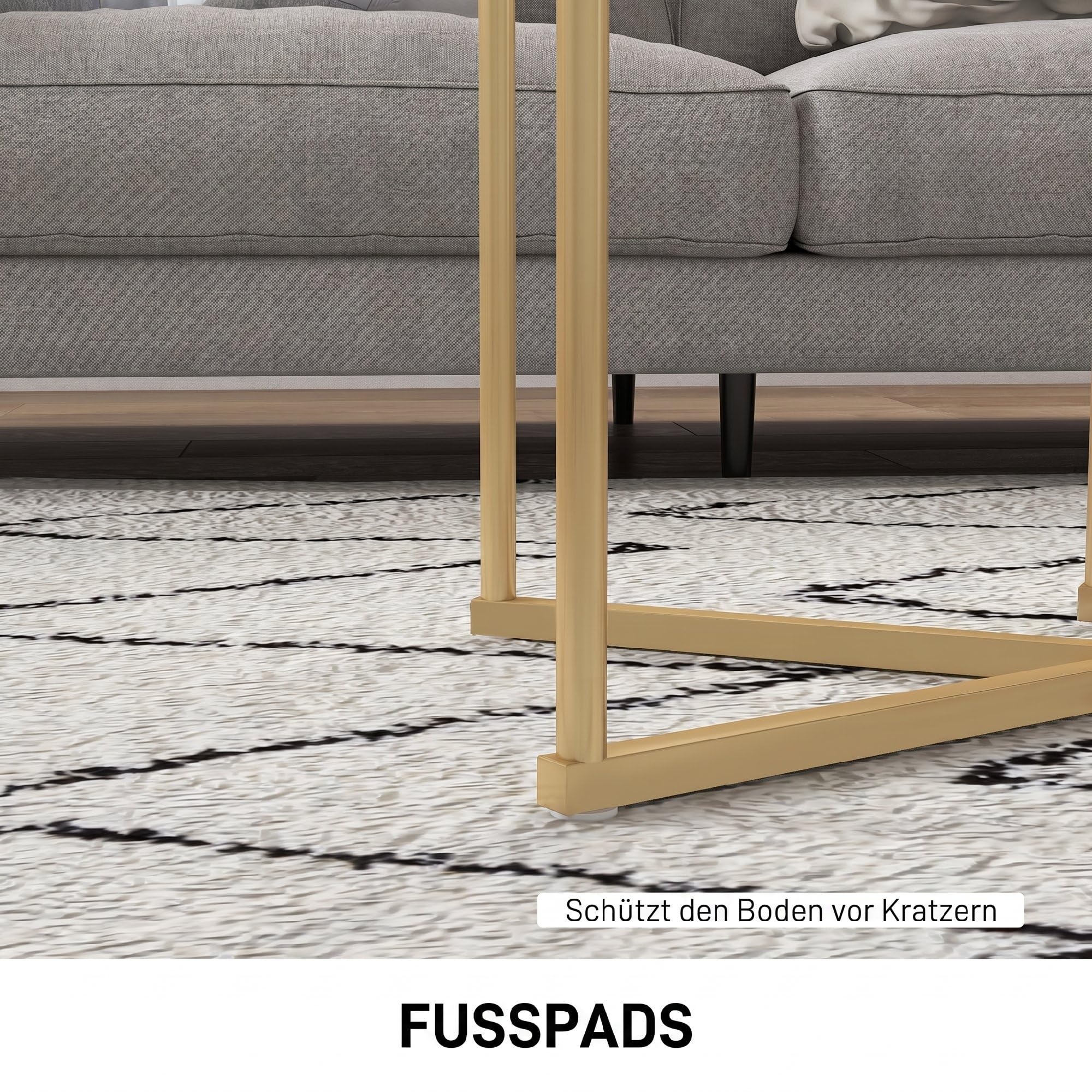 HOMCOM Beistelltisch 2er-Set Sofatisch für Kleine Räume Goldton