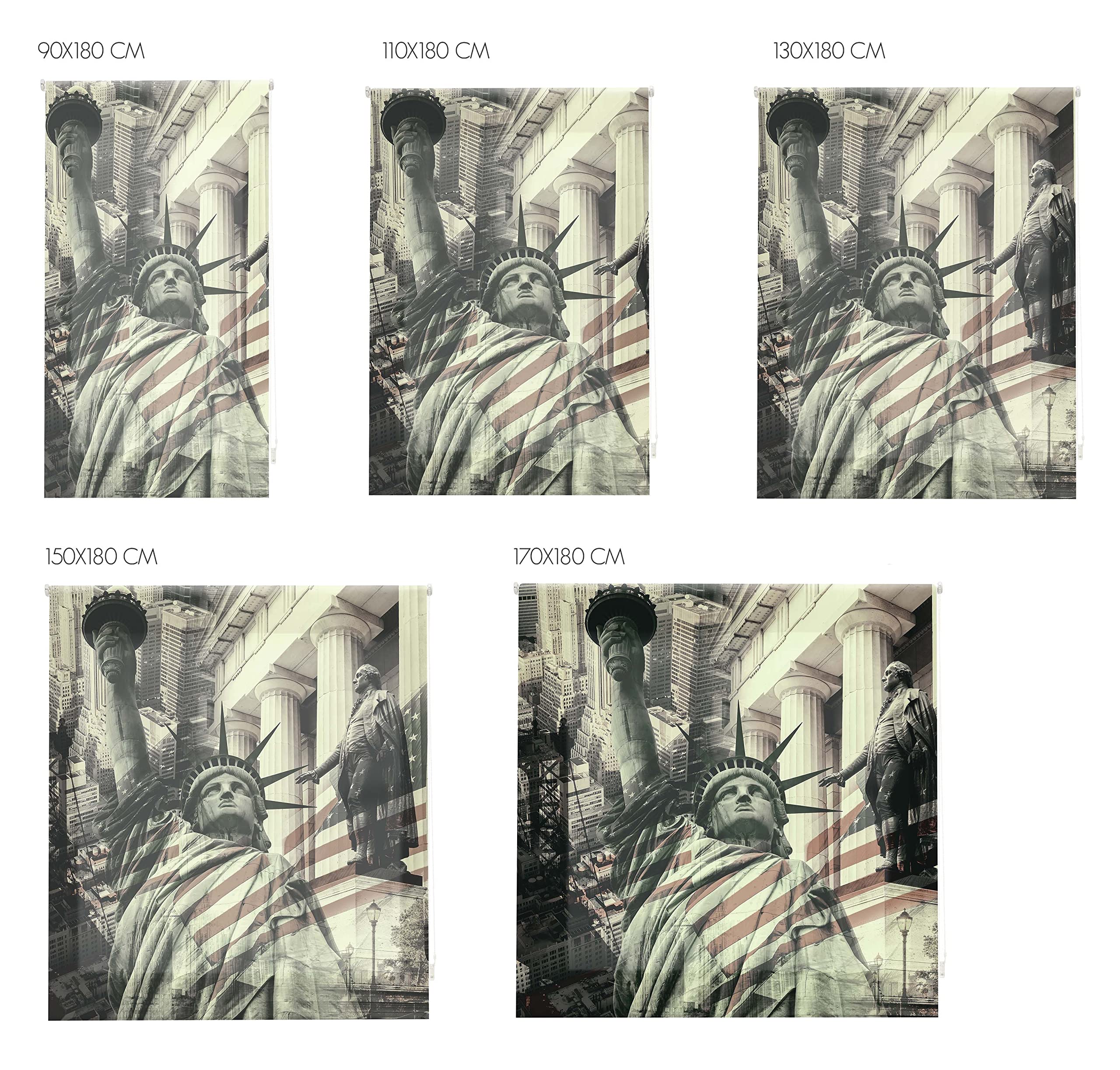 Blindecor Estor Enrollable Translucido Estampado Digital Urban, America, 150 x 180 cm