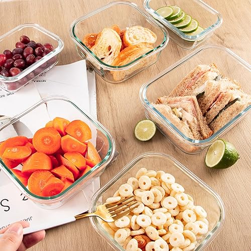 Miniatura 9 de C CREST Paquete de 12 recipientes herméticos de vidrio para almacenamiento de alimentos frescos y sabrosos, varios tamaños para un almacenamiento