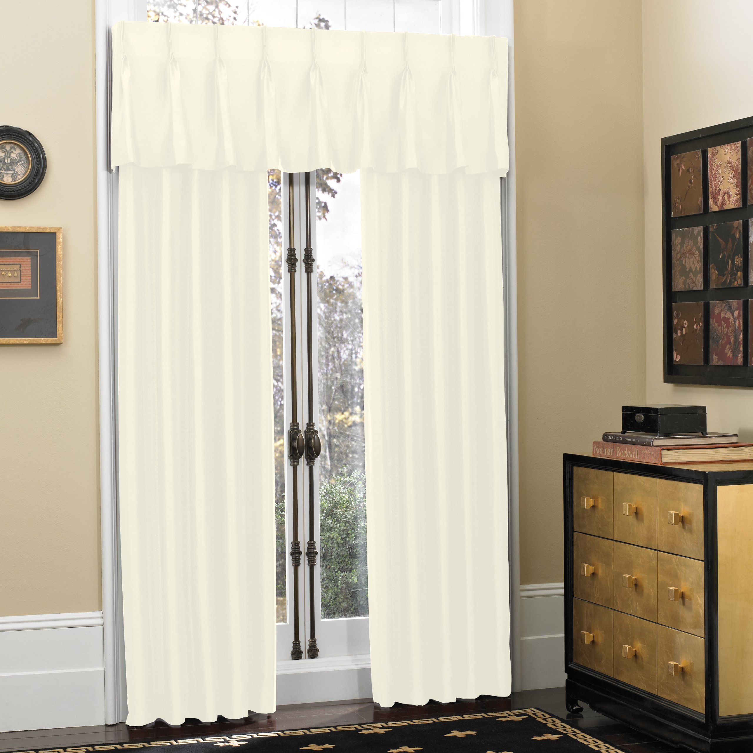CroscillNewport Pleat Valance, 50 by 18-Inch, Ivory