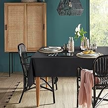 مفرش طاولة مستطيل سادة مقاوم للماء وقابل للتنظيف بالمسح للمقهى والمطاعم والبوفيه والحفلات من اكس دبليو زد او، مقاس 1.4×2.4 متر، أسود، البوليستر
