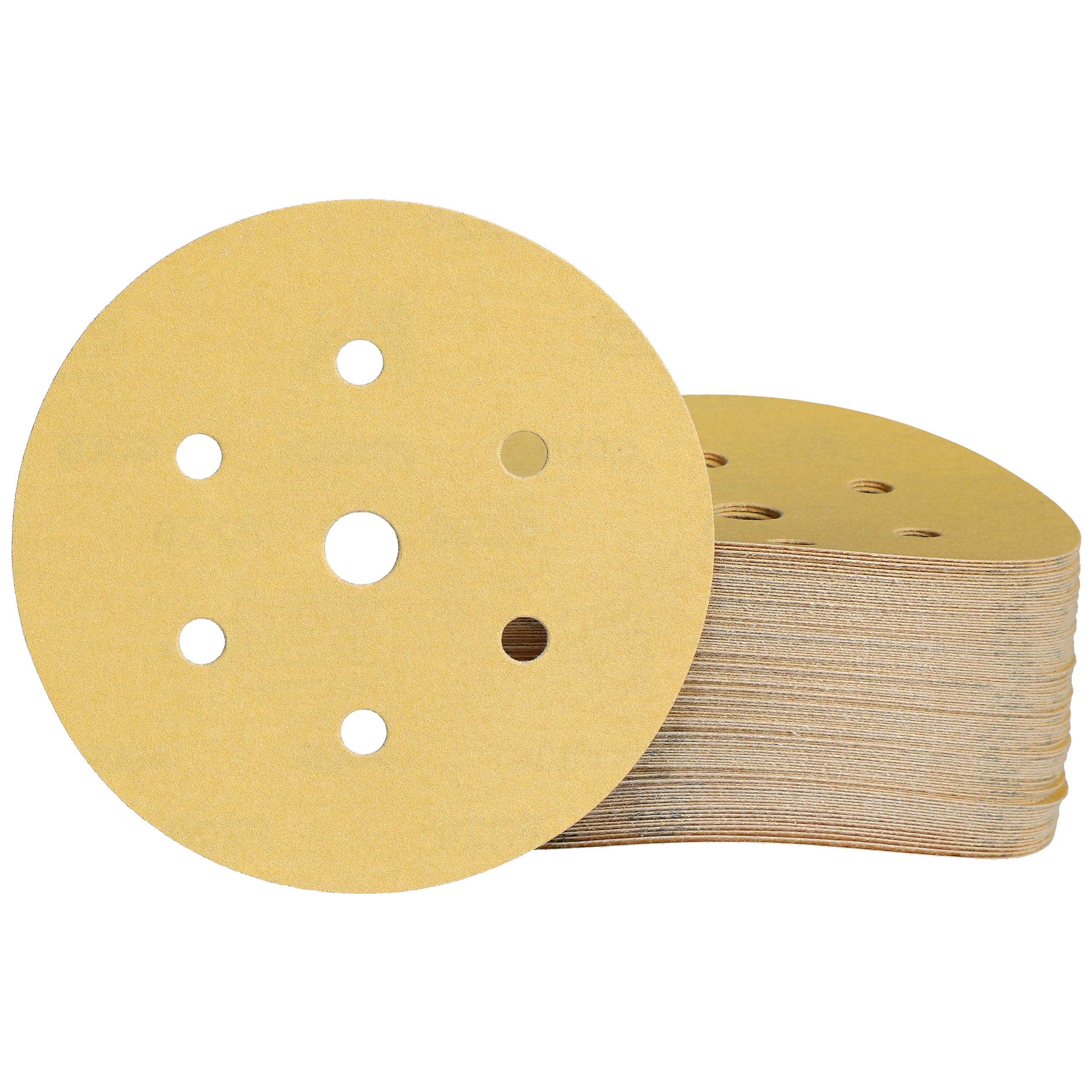 Mirka Gold uniwersalne krążki ścierne z papieru ściernego Ø 150mm / rzep / 7 otworów / P220 / 100 szt/Do szlifowania tynku, szpachli, płyt wiórowych, drewna, lakierów.