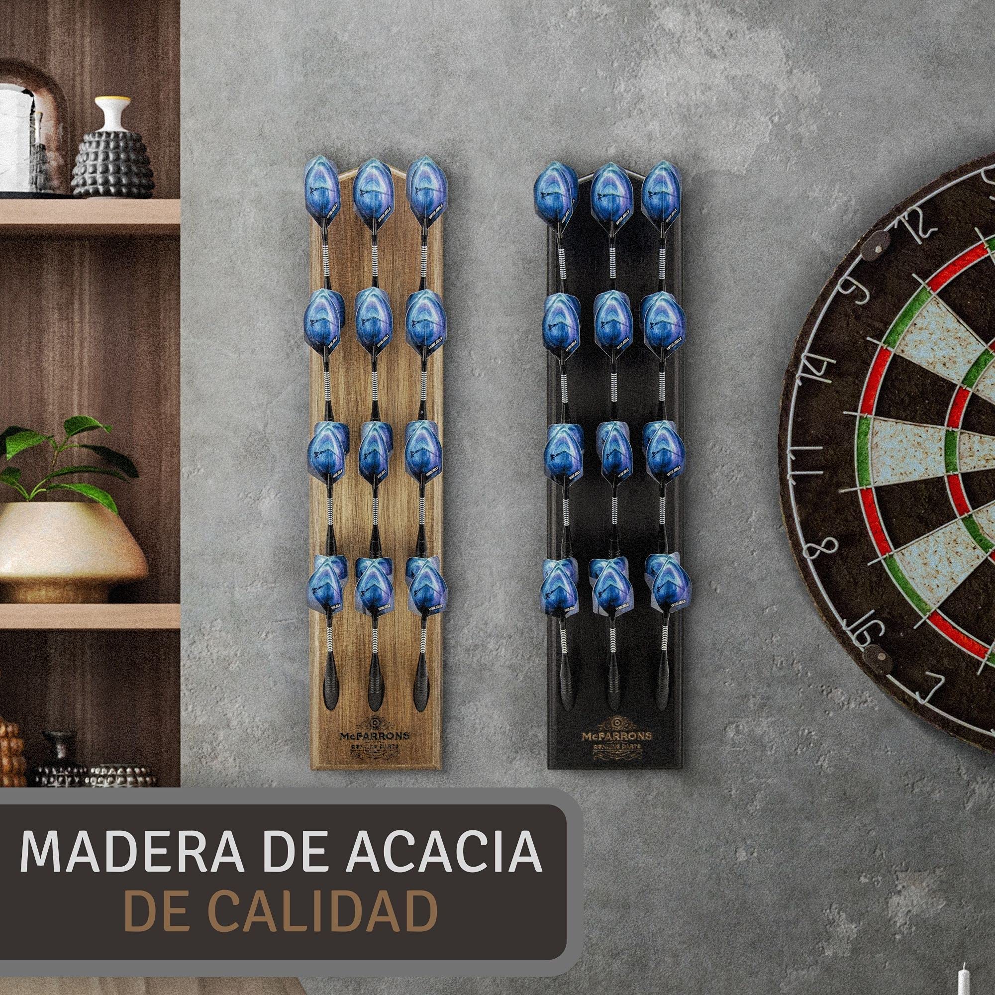 Soporte de Madera para 12 Dardos - Práctico Soporte de Pared, Ideal como Accesorio para Todas Las Dianas, Adecuado para Steeldarts, Softdarts