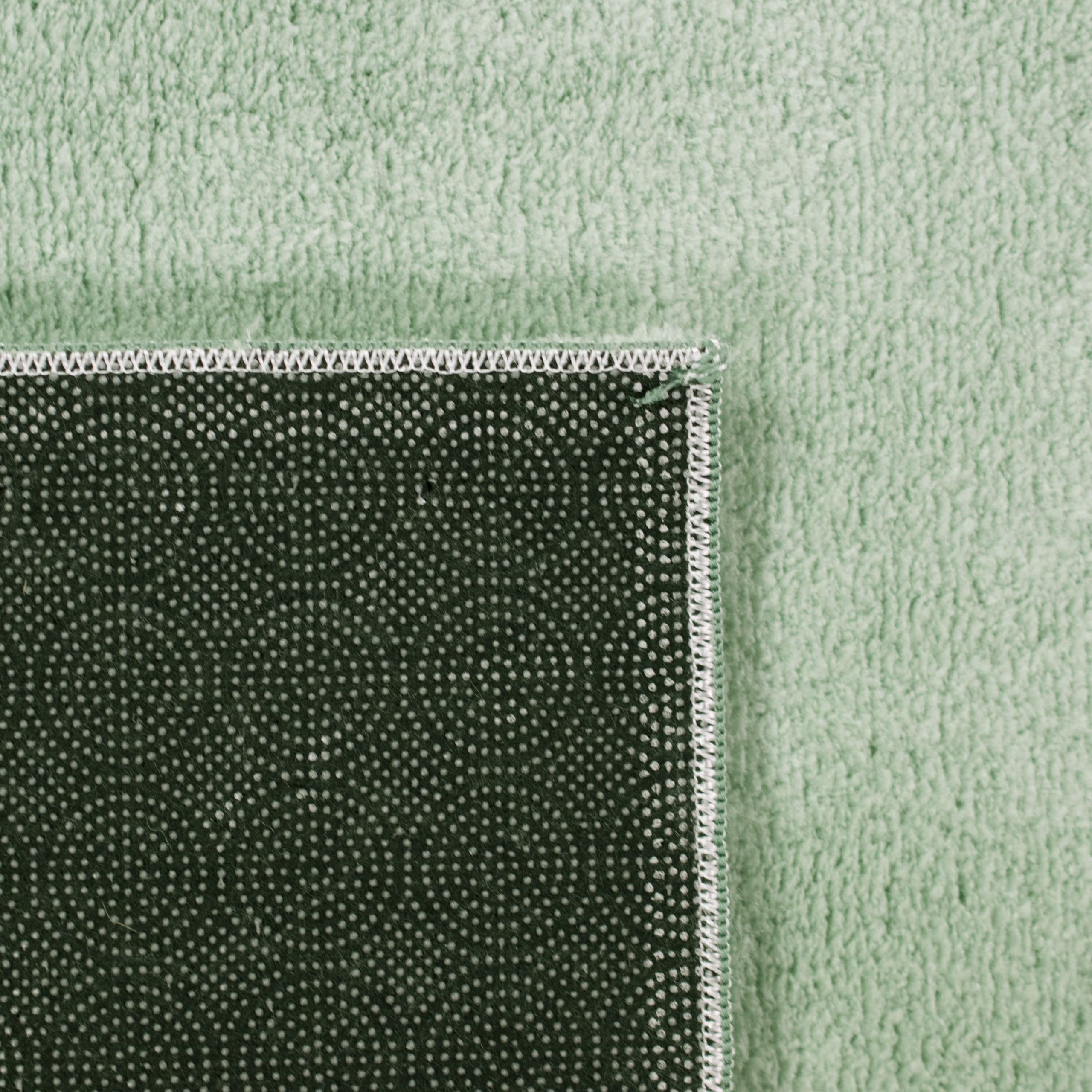 Teppich-Traum Moderner Teppich Waschbar Einfarbig Grün 140x200 cm | Weich und flauschig, bis 30 °C waschbar, pflegeleicht, rutschfest, formstabil, saugrobotergeeignet, Wohn- & Kinderzimmer