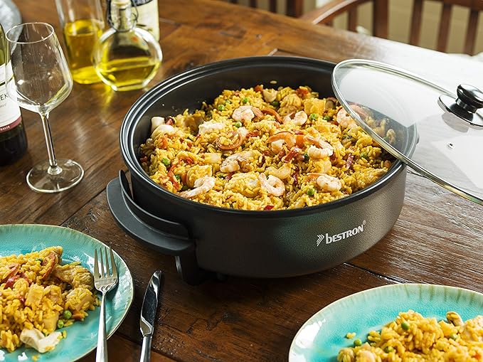 Sartén Eléctrica Bestron Party Pan 1500W Gris Antiadherente miniatura 2