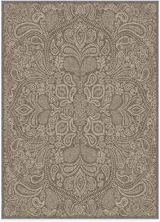 RUGGABLE Washable 5x7 Area Rug, Paisley Prom Dark Tan, Premi