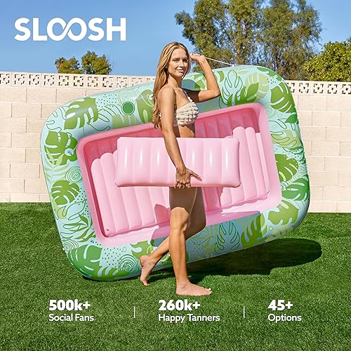Miniatura 6 de Sloosh Flotador inflable para piscina de bronceado para adultos, 70 x 46 pulgadas, flotadores grandes de piscina para tina de sol, bañera de hielo,