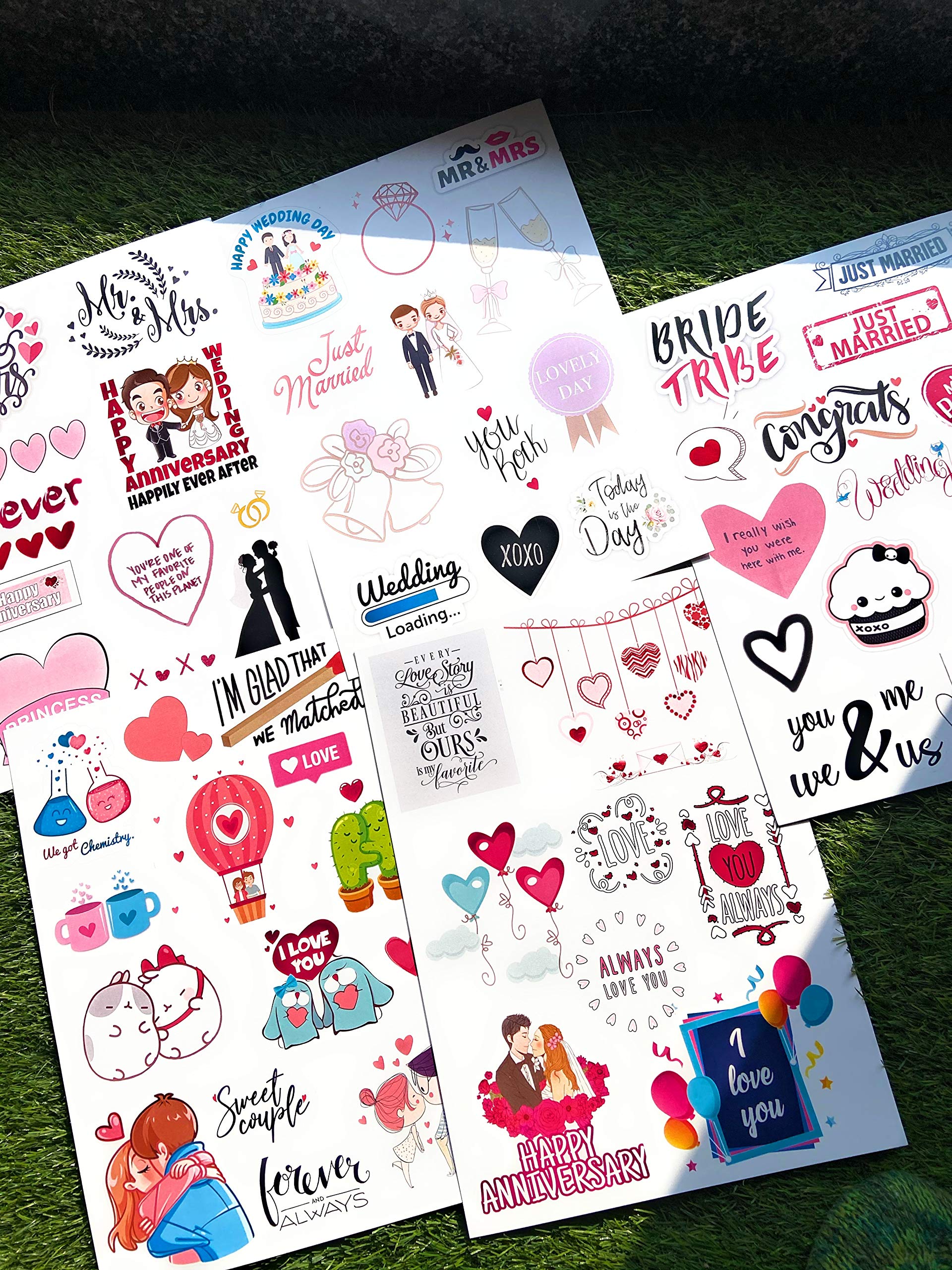 Handmade World Wedding Anniversary Theme Tag sheets 10 Sheets 2 each design with more than 40 plus elements 300GSM