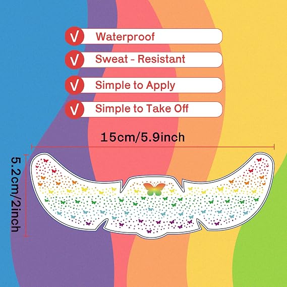 Pride Accessories - 8 Pack Rainbow Freckles Temporary Face Tattoos | Sparkle Heart Star Face Stickers Makeup - Pride Outfits for Women Party Favors Gifts Decorations