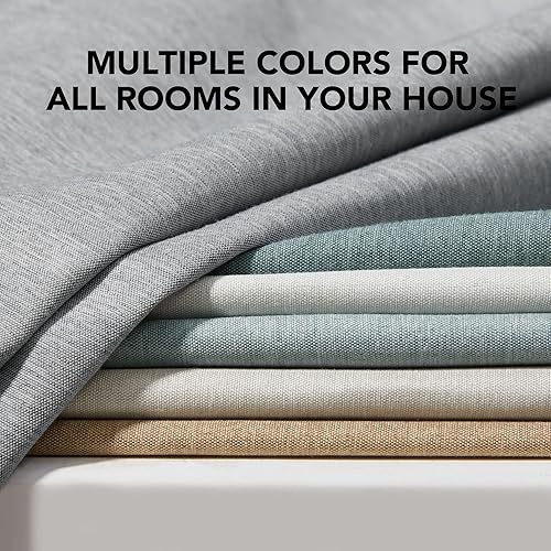 Miniatura 7 de Deconovo Cortinas ligeras de lino sintético totalmente opacas para sala de estar, dormitorio, puerta corrediza, patio, bloqueo de luz, aislamiento