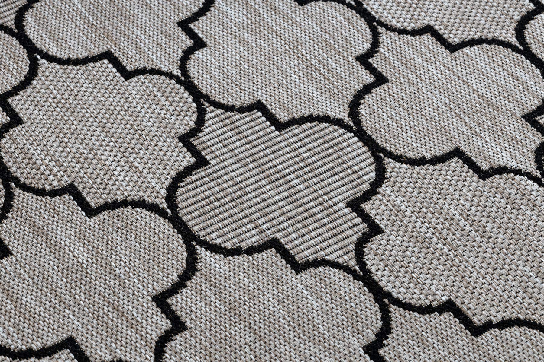 rugsx Nowoczesny dywan sizalowy FLOORLUX do salonu, sypialni, na taras, do kuchni, srebrny/czarny, 80 x 150 cm