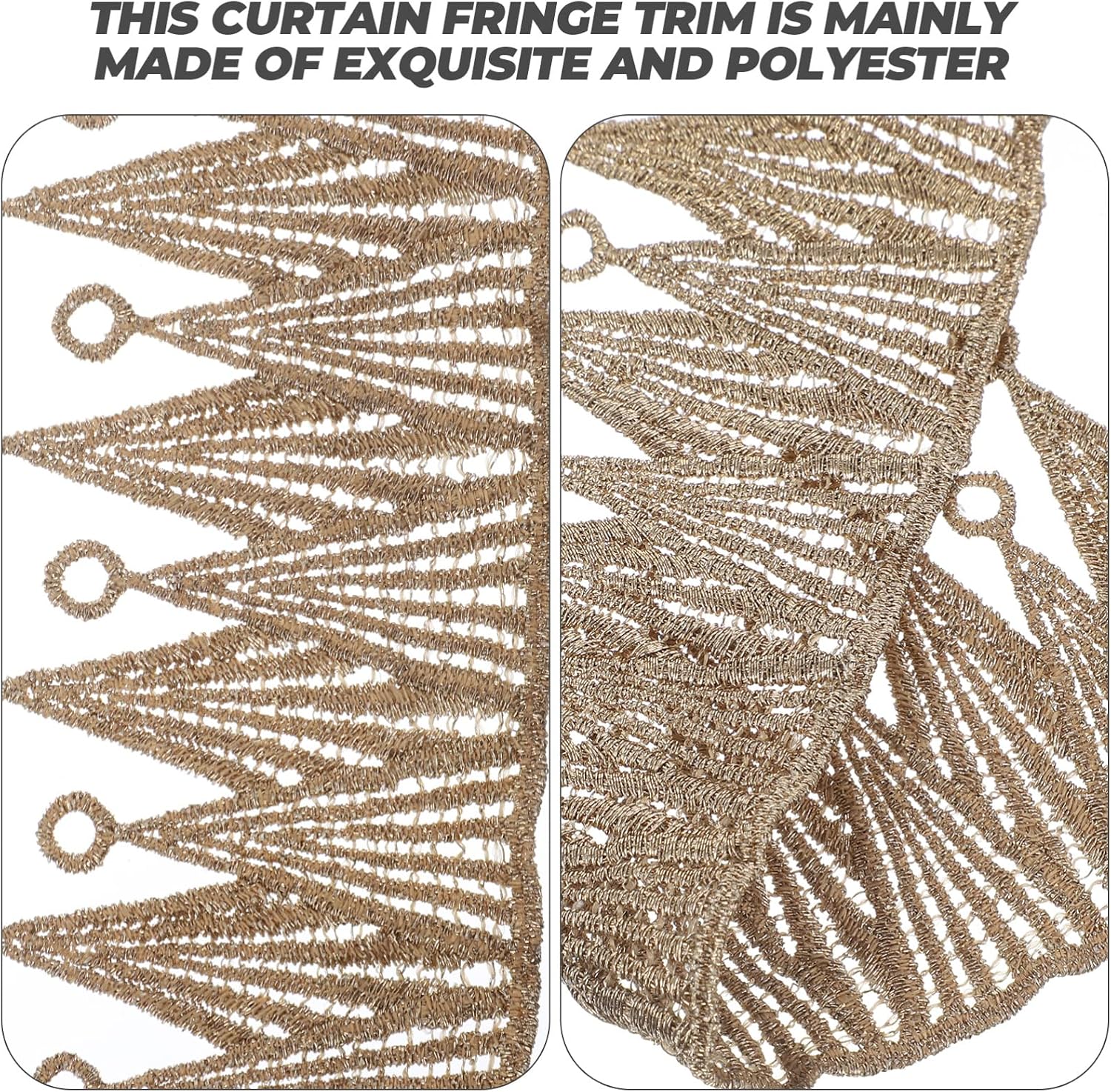 Lace Fringe Curtain Trim for Crafts and Sewing Golden Polyester