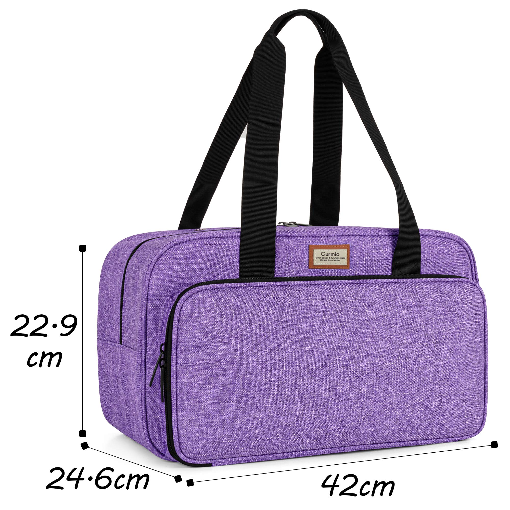 Sac Fourre-tout De Rangement Pour Fil Et Crochet CURMIO - Poches Organisatrices, Sorties De Fil, Poignée (32.5x17x25 Cm)