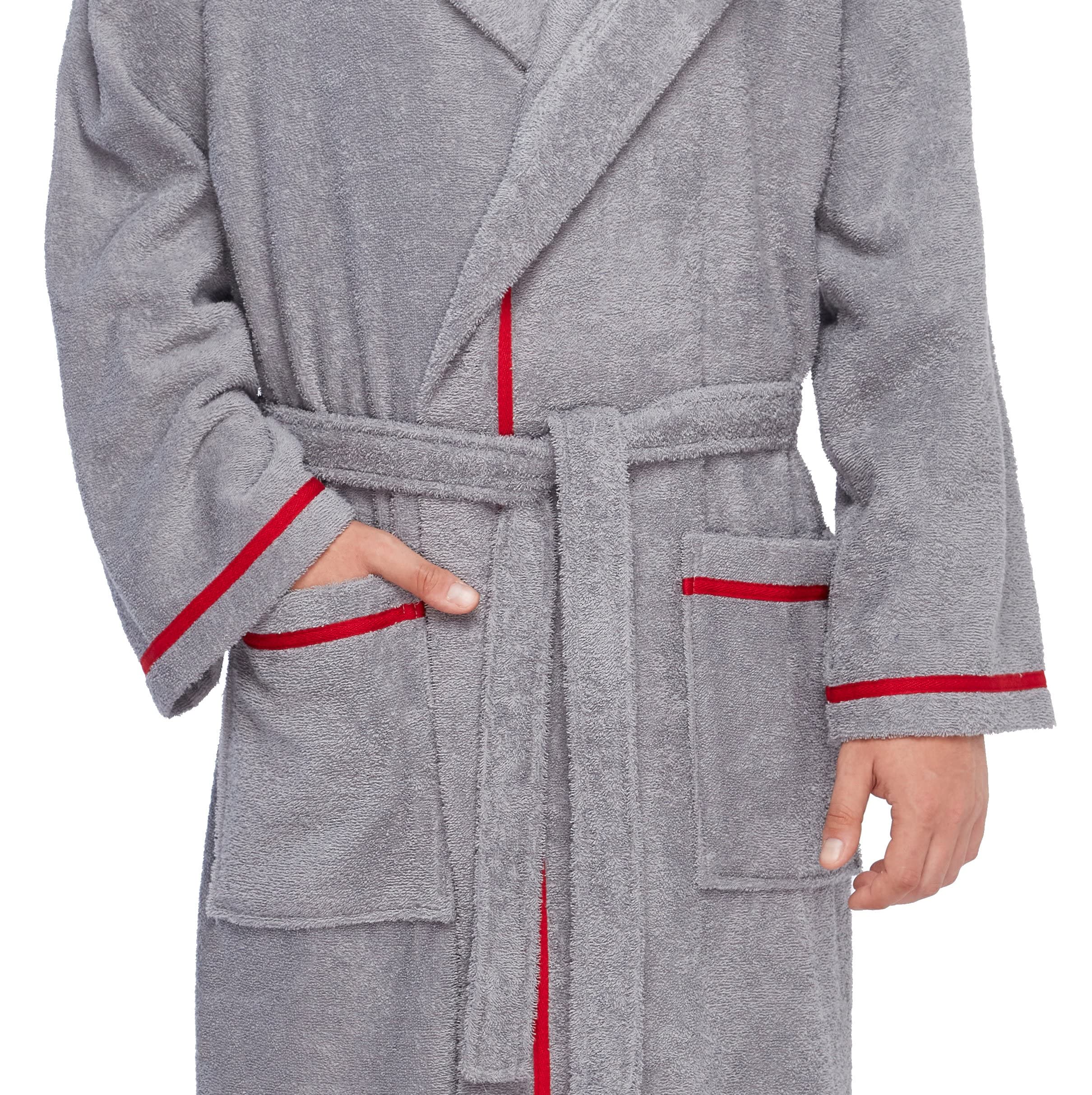 Arus Mens Long Hooded Classic Bathrobe Turkish Cotton Robe