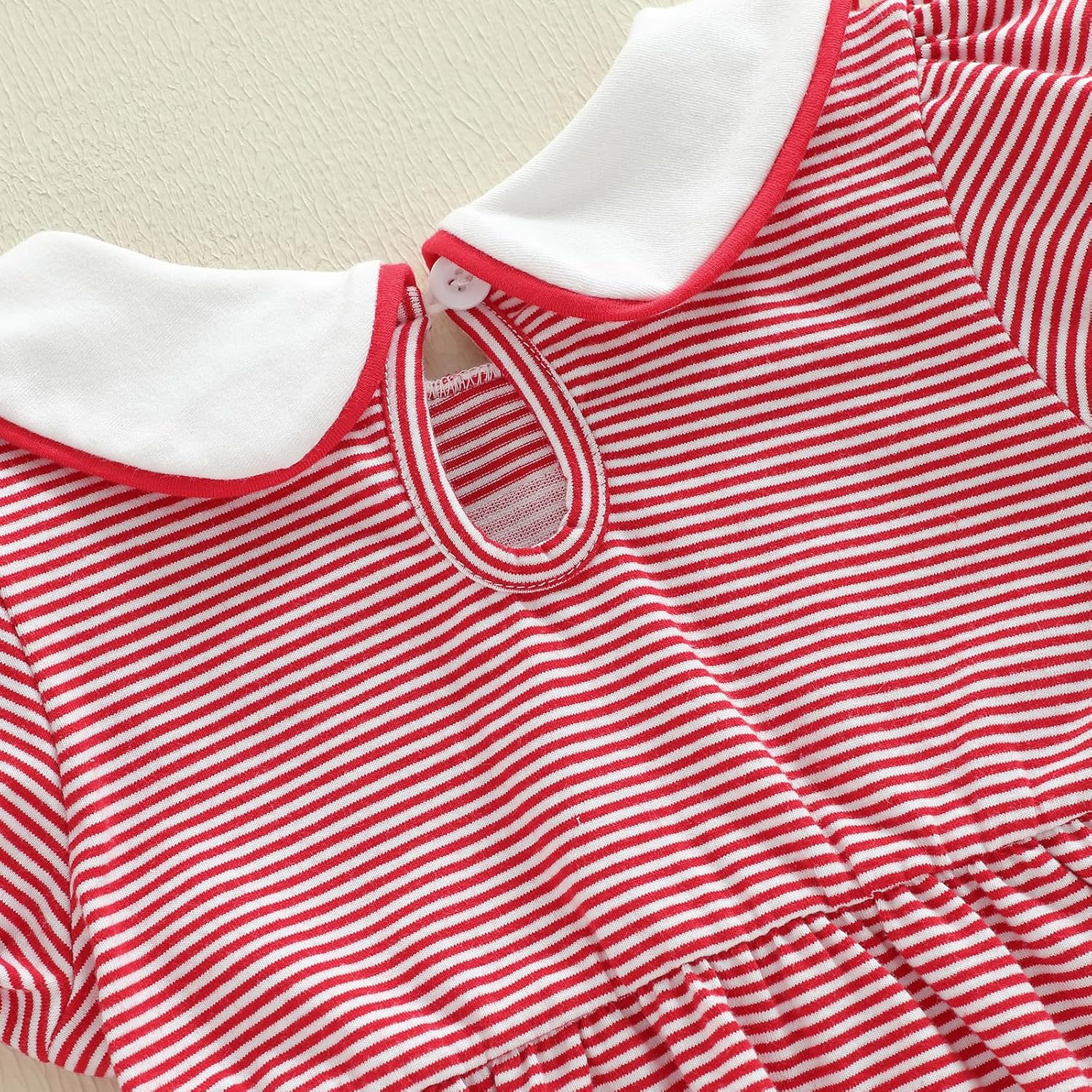 Toddler Little Baby Girl Valentines Day Dress Love Print Smocked Dress Short Sleeve Doll Collar Plaid Dresses - Image 7