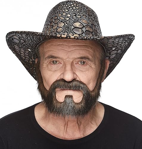 Miniatura 13 de Mustaches - Barba postiza y autoadhesiva de persona bajo fianza, accesorio de disfraz facial postizo para adultos, color gris y blanco