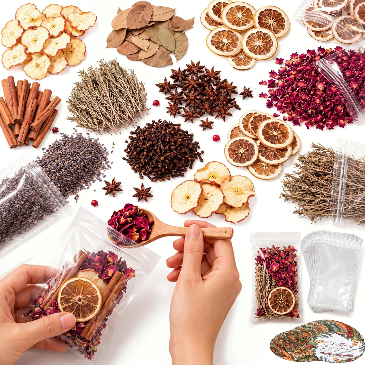 Naucoos 18 Pack Christmas Simmering Potpourri Kit DIY Stovetop Mix Gift