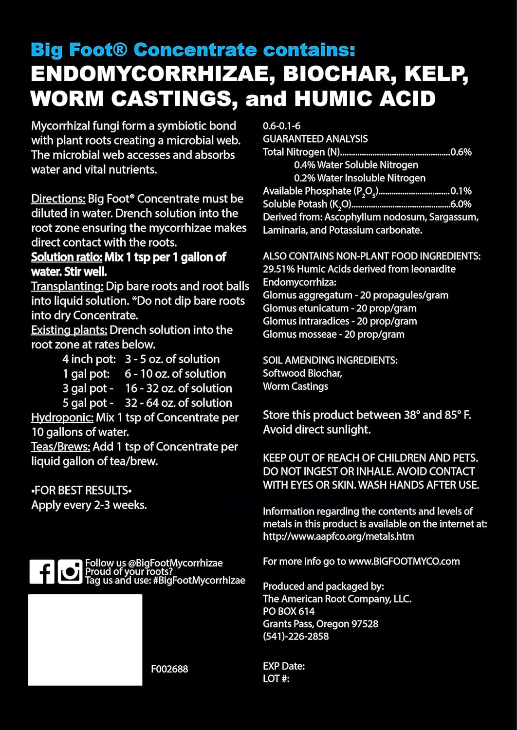 Big Foot Mycorrhizae for Plants, Potted Plants and Gardens - Concentrate Fully Dissolves in Water, Year Round Organic Fertilizer for Root Growth and Healthy Soil - 4 Ounces - Image 8