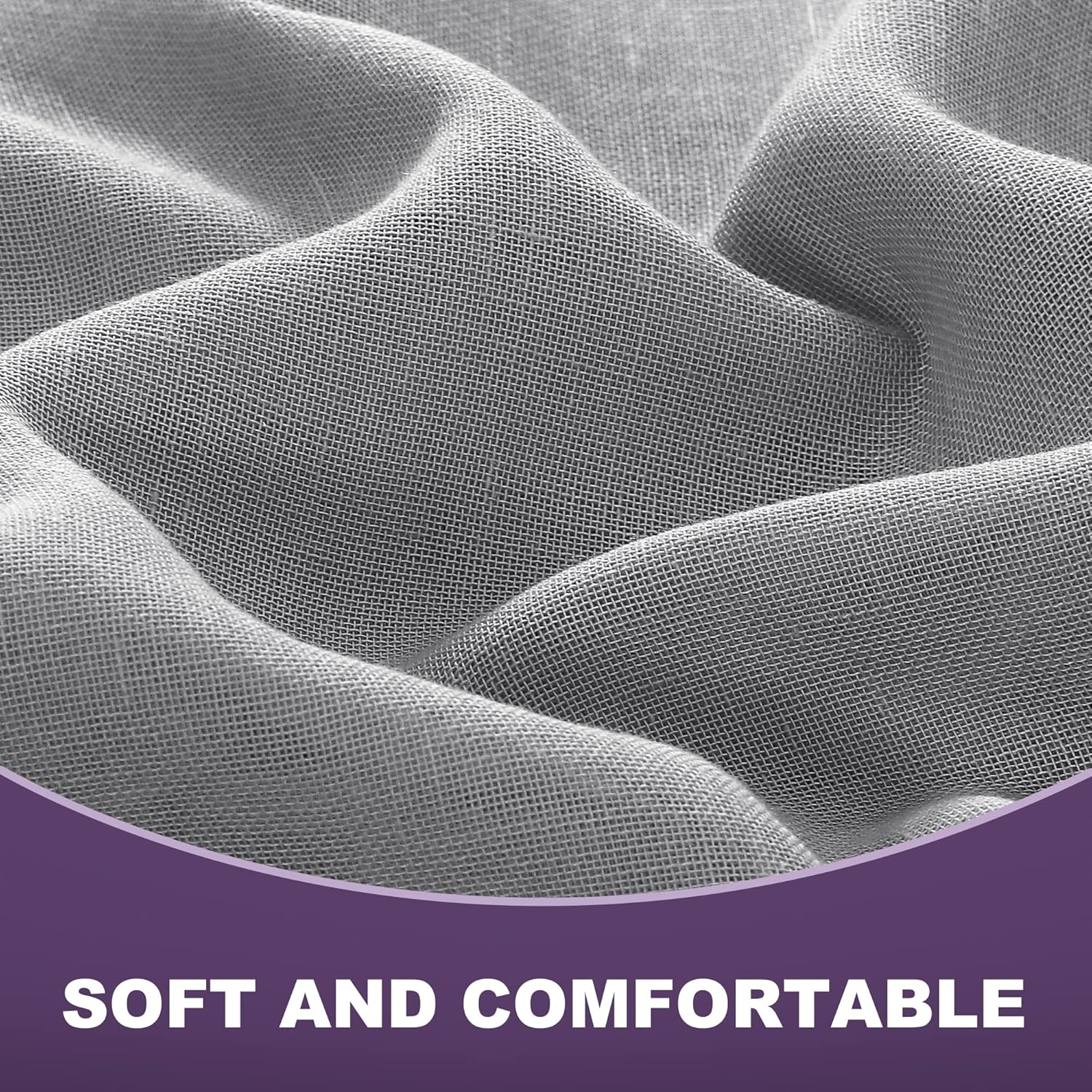 MeilleMaison Linen Blended Curtains Grommet Top Linen Sheer Curtain Drapes for Living Room/Bedroom Light Filtering Window Treatment Panels, Set of 2, Dark Grey, 52" W x 63" L (MMCJMYMCS01)