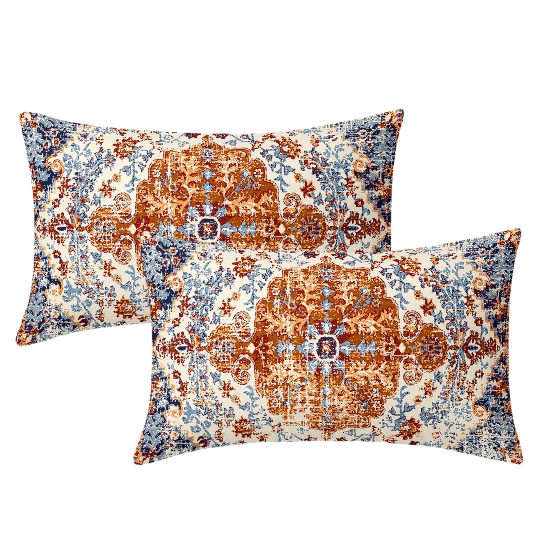 Mustard Yellow Blue Ethnic Boho Lumbar Pillow Covers 12x20 Inch Bohemian Carpet Vintage Orange Grey Floral Rectangle Throw Pillows Farmhouse Accent Home Decor For Bedroom Couch Sofa Porch Set Of 2 — image 1