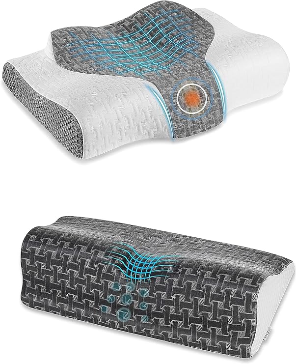 Elviros Cervical Memory Foam Pillow, 2 in 1 Contour