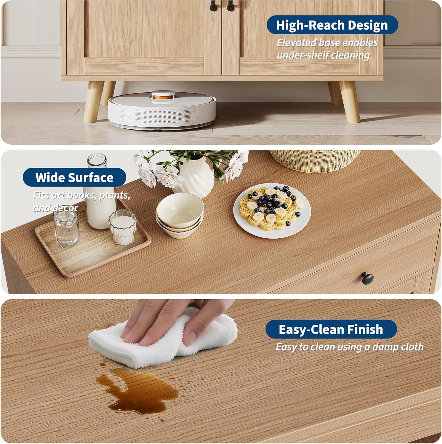 GarveeHome Buffet Cabinet with Storage, Sideboard Cabinet with Drawers, Accent Console Table, Coffee Bar Cabinets for Kitchen, Dining Room, Entryway