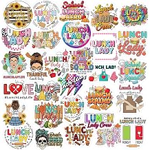 30pcs Lunch Lady Stickers Pack Waterproof Appreciation Vinyl Decals with Food and Quotes Fun Sticker Set for Notebooks, Tumblers, Laptops, Gifts, Cafeteria Workers & Teacher Appreciation