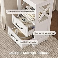 Vista 4 de Tall Nightstand Set of 2 Side Table with 2 Drawers Modern Night Stand Wooden End Table Bedside Table with Upper Open Shelf Solid Feet for Bedroom