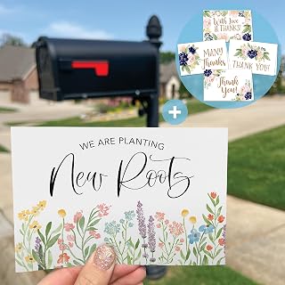 Hadley Designs 25 Wildflower Change Of Address Postcards - We've Moved Cards, 24 Thank You Cards With Envelopes, Realtor Gifts For Clients, Bridal Wedding Shower